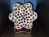 Large Blue Dot Pedal Bowl - Shape: D20 - Pattern: Large Blue Dot (36X)