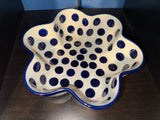 Large Blue Dot Pedal Bowl - Shape: D20 - Pattern: Large Blue Dot (36X)