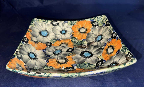 Kaola Orange Poppy Delight Medium Horn Bowl - Pattern: Orange Poppy Delight