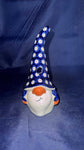 Ceramika Zebra Owls Eye Luminary Gnome with Blue Arms