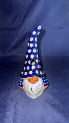 Ceramika Zebra Owls Eye Luminary Gnome with Blue Elegance Arms
