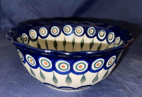 Peacock Scalloped 7” Bowl - Shape: 288 - Pattern: Peacock (54)