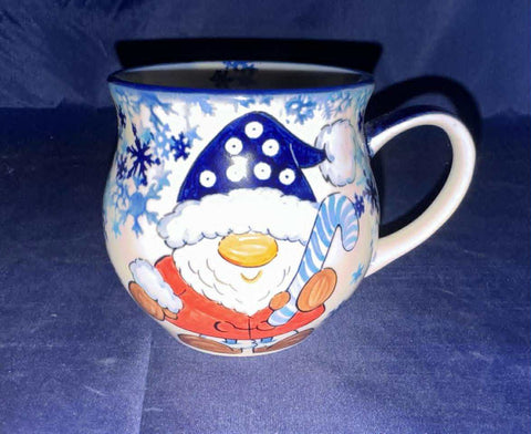 Moja Santa Gnome with Blue Candy Cane Cup