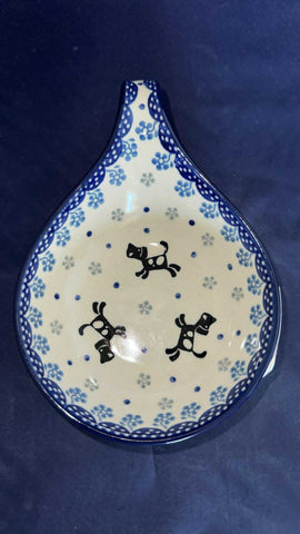 Ceramika Artystyczna Playing Pups Handled Spoon Rest - Shape 174 - Pattern Playing Pups (2648X)