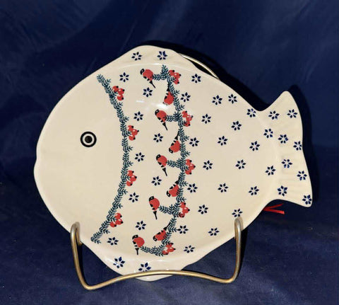 Manufaktura Red Cardinal Large Fish Platter - Shape: S015 - Pattern: Red Bird (GILE)
