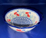 Red Poppy with Butterflies 7” Scalloped Bowl - Shape: 288 - Pattern: Red Poppy with Butterflies