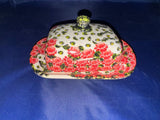 Red Poppy with Daisies Butterdish - Pattern: Red Poppy with Daisies