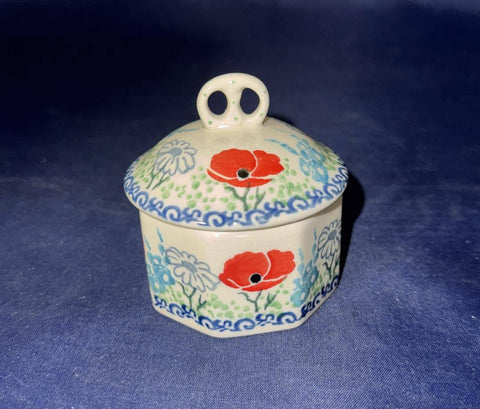 Red Poppy with Daisies Mini Trinket Box - Shape: 110 - Pattern: Red Poppy with Daisies (2901)