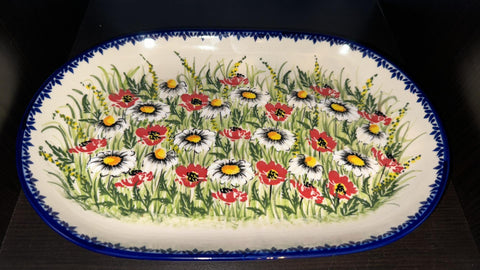 Red Poppy with Daisies Oval Tray - Factory: Maldur