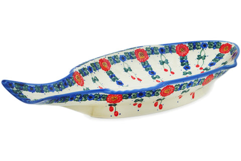 Red & Blue Flower Fish Platter - Shape: A151 - Pattern: Red & Blue Flower (10)
