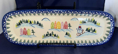 Vena Snowman with B-Town Houses Oval Tray (U1352)