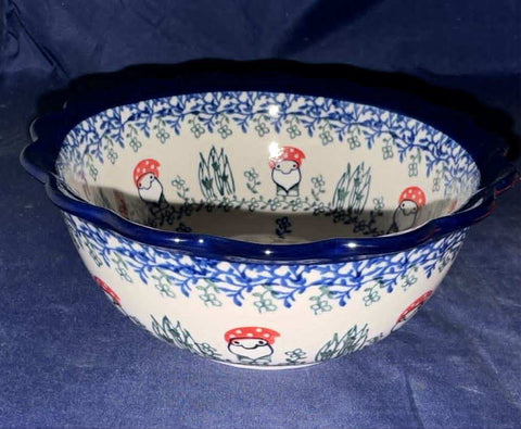 Spring Gnome 7” Scalloped Bowl - Shape: 288 - Pattern: Spring Gnome (2780X)