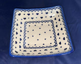 D171 (White with Blue Hearts) Medium Nut Bowl - Shape: 21 - Pattern: white with Blue Hearts (D171)