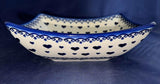 D171 (White with Blue Hearts) Medium Nut Bowl - Shape: 21 - Pattern: white with Blue Hearts (D171)