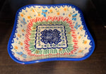 U176 (Blue Butterfly) Small Square Dish - Shape: 390 - Pattern: U176 (Blue Butterfly)