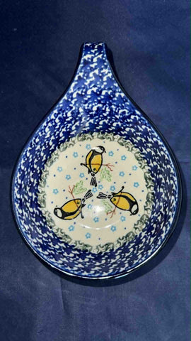 Ceramika Artystyczna Yellow Bird Handled Spoon Rest - Shape 174 - Pattern Yellow Bird (1380X)