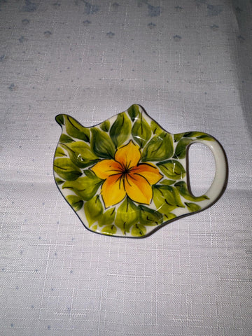 Orange Flower Teabag Holder - Pattern Orange Flower