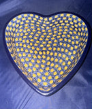 Ceramika Artystyczna Blue with Yellow Dots Heart Dish - Shape: A49: Pattern: Blue with Yellow Dots