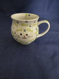 Moja Bubble Mug Green Cat Face with Fish and Paws Unikat
