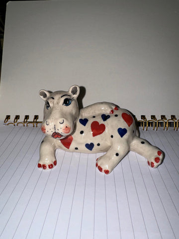 Hearts Laying Hippo - Pattern Hearts