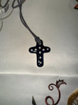 White Dot Cross Necklace - Pattern White Dot