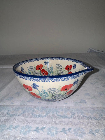 Red Poppy Spouted Bowl - Shape B14 - Pattern Red Poppy