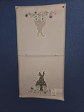 German Linen Bunny Buns Table Runner - 14 by 27 inches