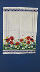 Polish Linen Poppies in the Field - Poppy with Blue Border Tea Towel