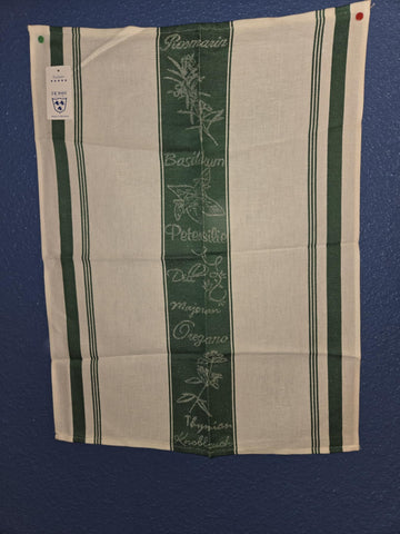 German Linen Tea Towel - Herbs - 18 by 24 Inches