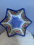 Polish Pottery Star shaped Bowl- Holiday Candy Cane
