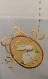 German Linen 34 Inch Square Frohe Ostern Table Topper
