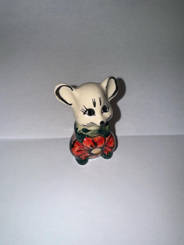 Red Poppy Mouse Figurine - Pattern Red Poppy