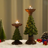 Christmas Tree Candle Holder Resin Decor for Holiday Home: Green / Large