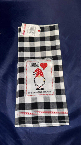 Tea Towel Linen - Gnome is where the heart is - 18 by 28 inches