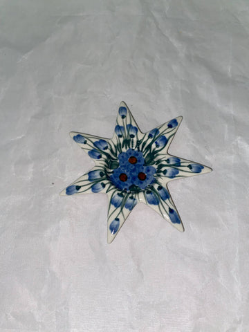 Blue Poppy Sm. Star Tealight Holder - Pattern Blue Poppy