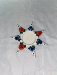 Poppy Flower Lg. Star Tealight Holder - Pattern Blue & Red Flower