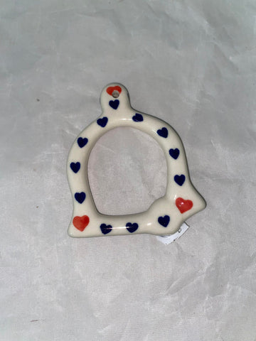 Blue Heart Bell Ornament - Pattern Blue Heart