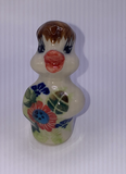 Red & Blue Flower Duck Figurine with Hair